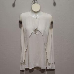 Banana Republic Cream Long Sleeve Cut Out Blouse